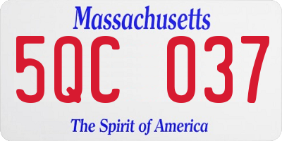 MA license plate 5QC037
