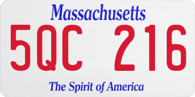 MA license plate 5QC216