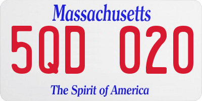 MA license plate 5QD020