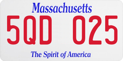 MA license plate 5QD025