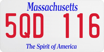 MA license plate 5QD116