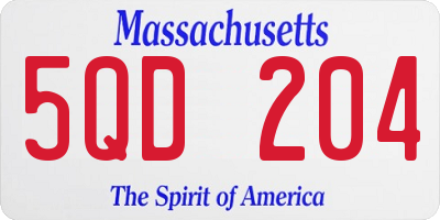 MA license plate 5QD204