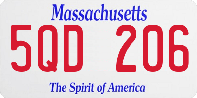MA license plate 5QD206