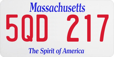 MA license plate 5QD217