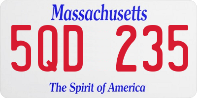 MA license plate 5QD235