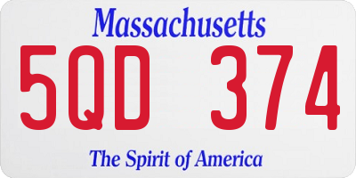 MA license plate 5QD374