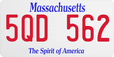 MA license plate 5QD562