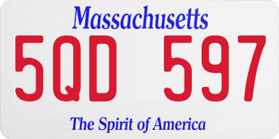 MA license plate 5QD597
