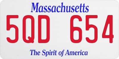 MA license plate 5QD654