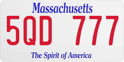 MA license plate 5QD777