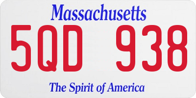 MA license plate 5QD938