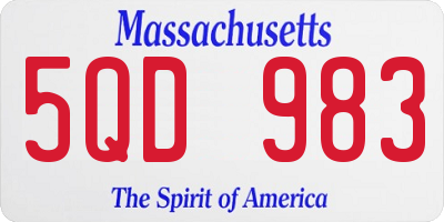 MA license plate 5QD983