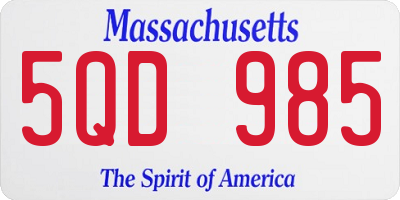 MA license plate 5QD985