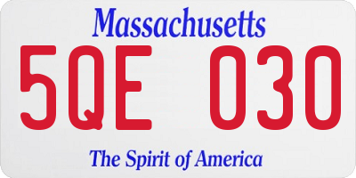 MA license plate 5QE030