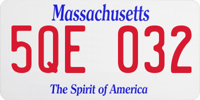 MA license plate 5QE032