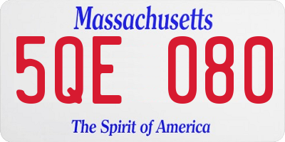 MA license plate 5QE080