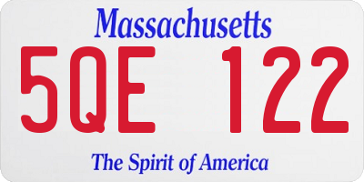 MA license plate 5QE122