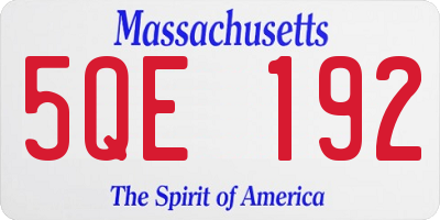 MA license plate 5QE192
