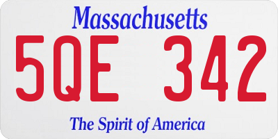 MA license plate 5QE342