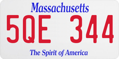 MA license plate 5QE344