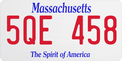 MA license plate 5QE458