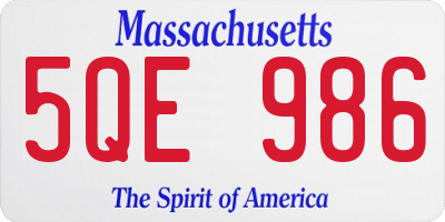 MA license plate 5QE986
