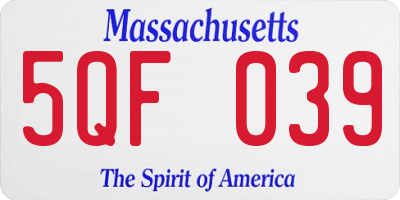 MA license plate 5QF039