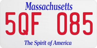 MA license plate 5QF085
