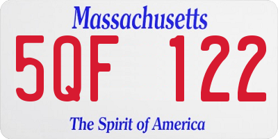 MA license plate 5QF122