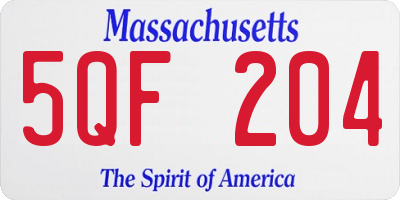 MA license plate 5QF204