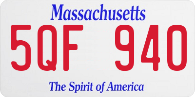 MA license plate 5QF940