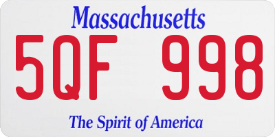MA license plate 5QF998