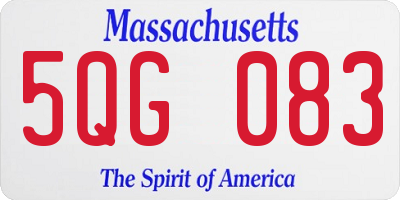 MA license plate 5QG083