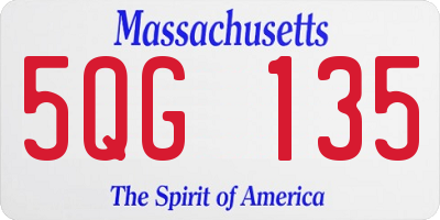 MA license plate 5QG135