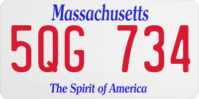 MA license plate 5QG734