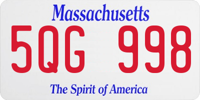 MA license plate 5QG998