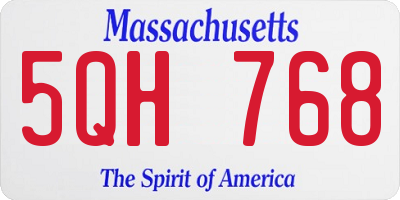 MA license plate 5QH768