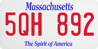 MA license plate 5QH892