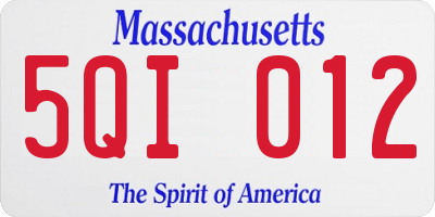 MA license plate 5QI012