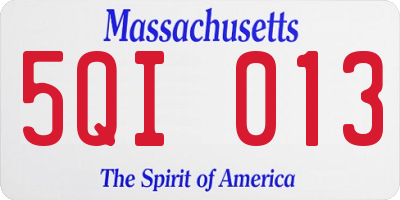 MA license plate 5QI013