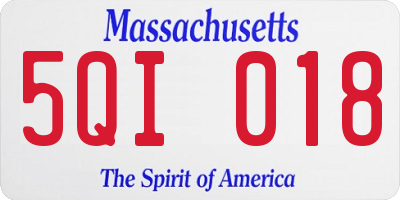 MA license plate 5QI018