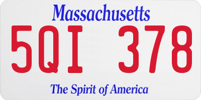 MA license plate 5QI378