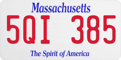 MA license plate 5QI385