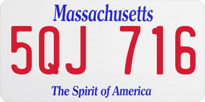 MA license plate 5QJ716
