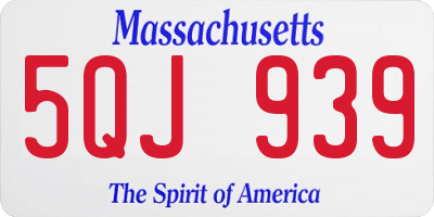 MA license plate 5QJ939