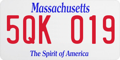 MA license plate 5QK019