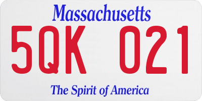 MA license plate 5QK021
