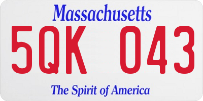 MA license plate 5QK043