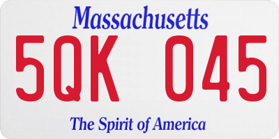 MA license plate 5QK045