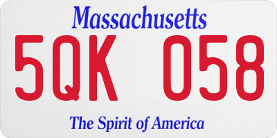 MA license plate 5QK058